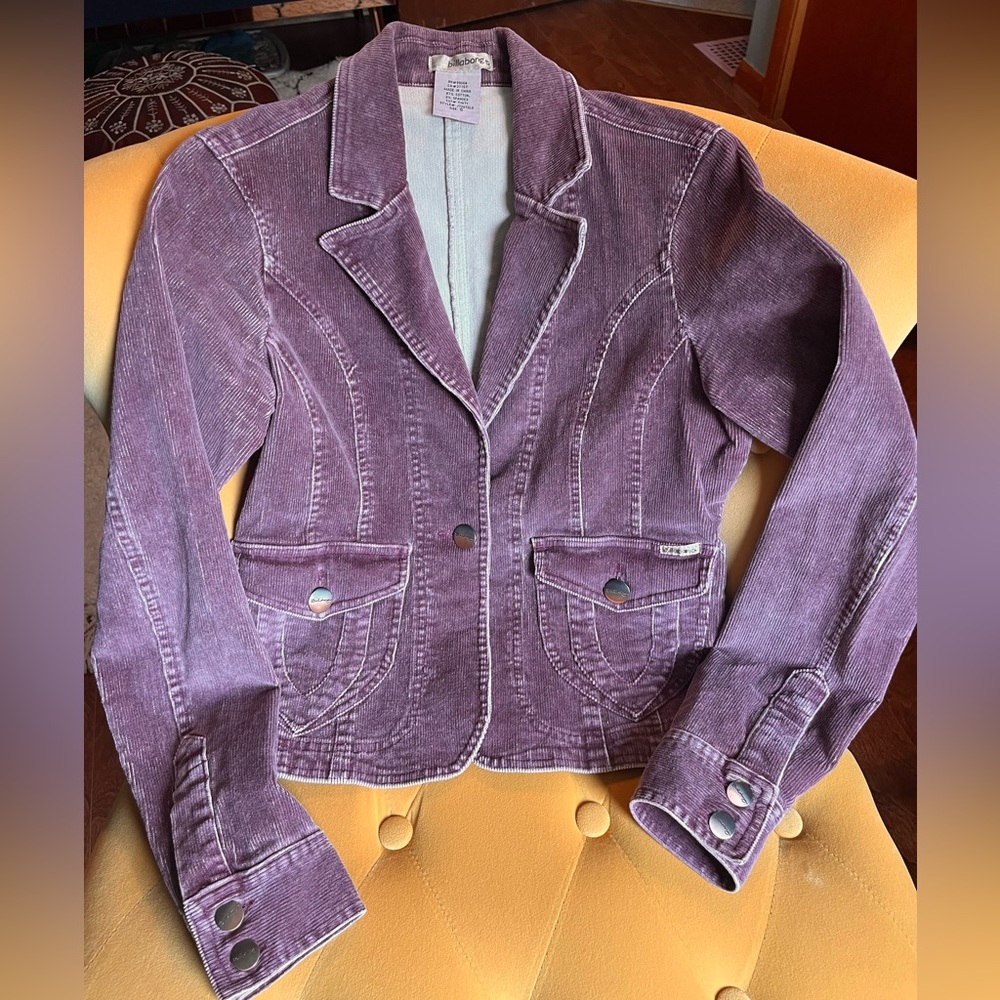 Billabong purple stretch corduroy blazer jacket size S.